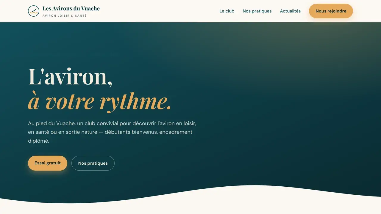 Preview of the demo site for the association 'Les Avirons du Vuache'