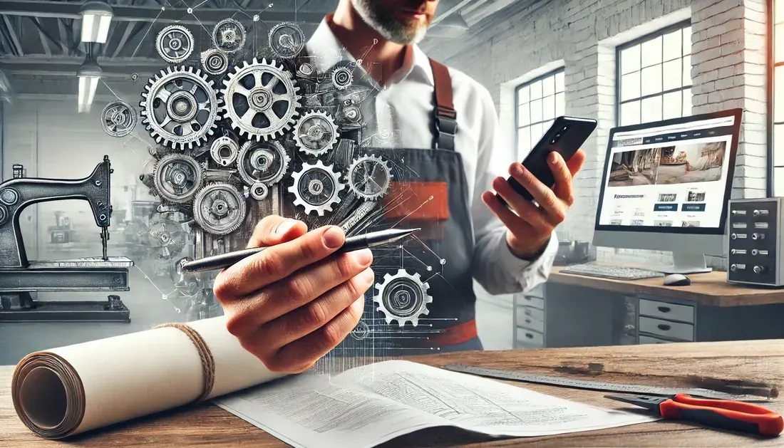 Artisan découvrant les clés de la communication digitale grâce au guide gratuit PROJETIZ.