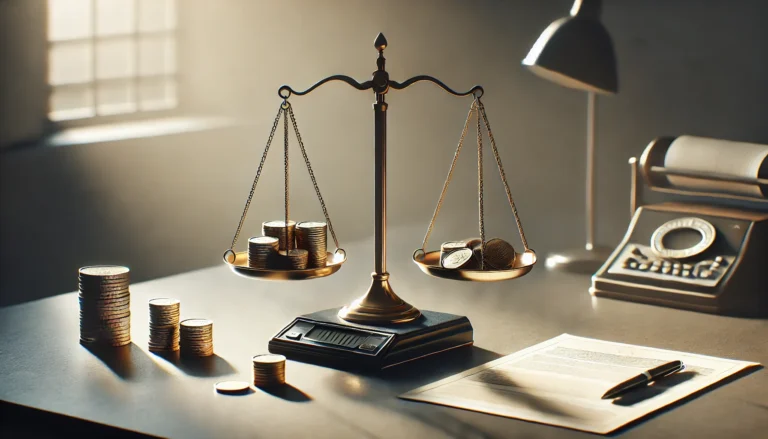 Une balance symbolisant l’équilibre entre coût et qualité dans le modèle économique de PROJETIZ.