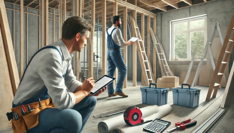 Un courtier supervisant un chantier, représentant l’optimisation des coûts et le suivi des projets par PROJETIZ.